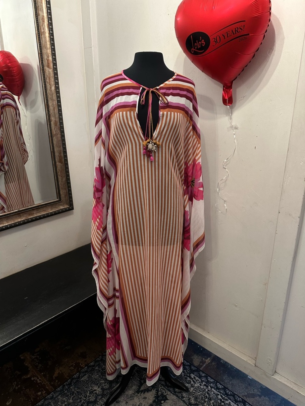 Silvia Tcherassi Striped Floral Kaftan